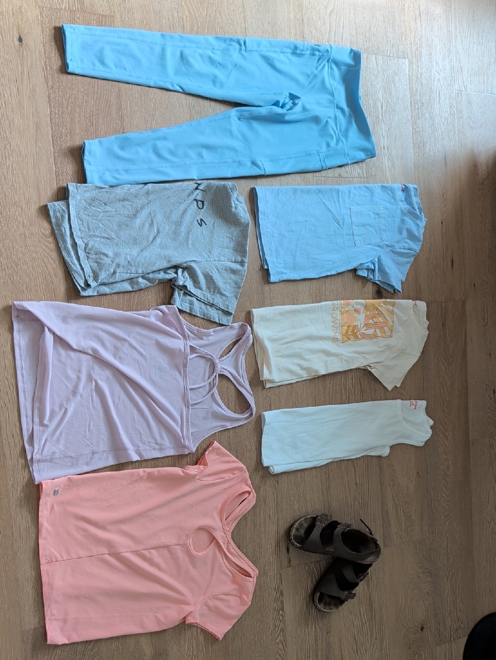 Mixed Pastel Activewear & Casual Tops Bundle - Light Blue, Pink, Lavender, Cream